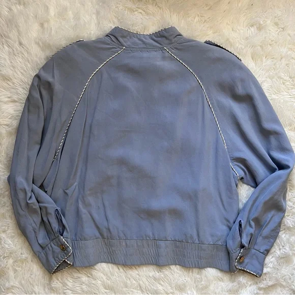 Vintage Christine Phillipe Blue Nautical Silk Bomber Jacket - Picture 5 of 7